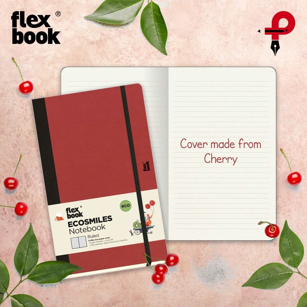 Flexbook | Ruled | Medium A5 Size Notebook | Cherry | Ecosmiles Eco Series