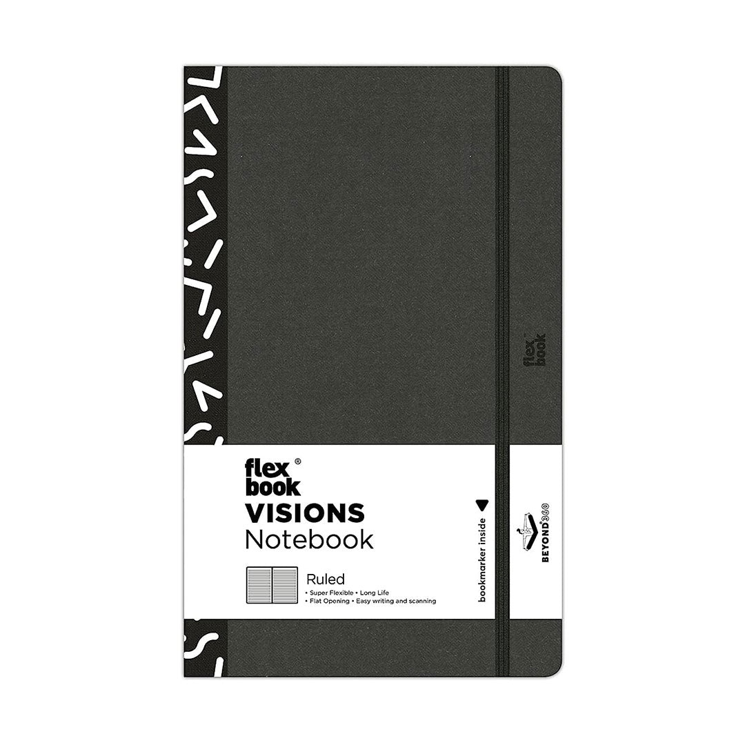 Flexbook | Ruled | Medium A5 Size Notebook | Black | Visions 'All Angles' Spine