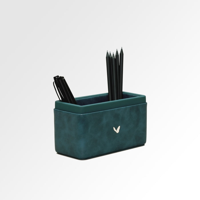 Unmet Desire Pen/Pencil Holder | Faux Leather | Rectangular Medium | Moderno | Blue