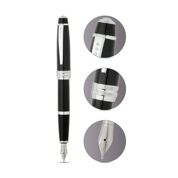 Cross AT0456-7MS Bailey Black Lacquer CT Fountain Pen