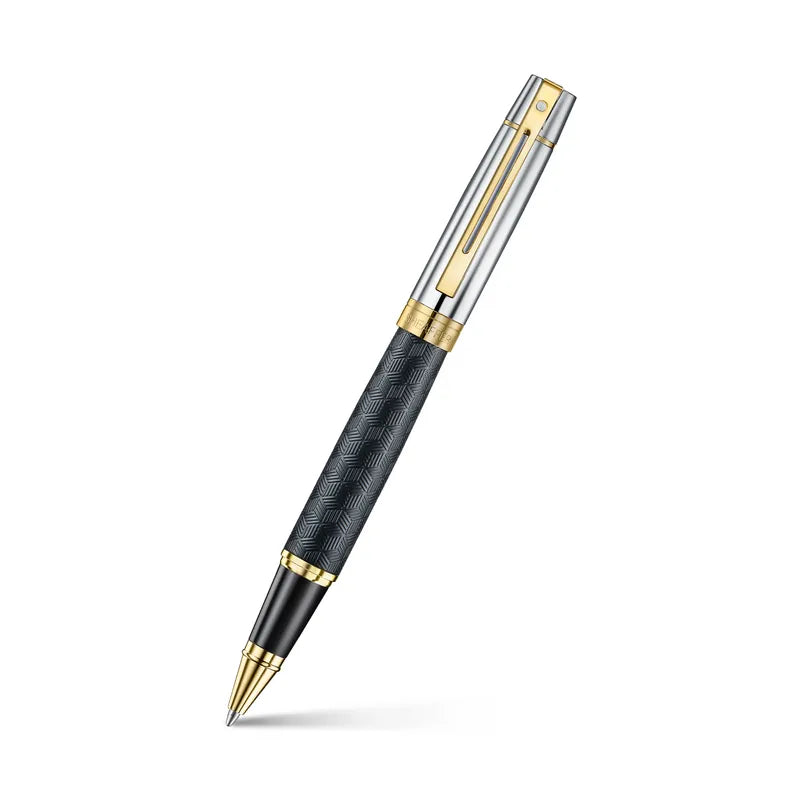 Sheaffer 300 9347 Engraved Black with Chrome Cap and Gold Trims Rollerball Pen