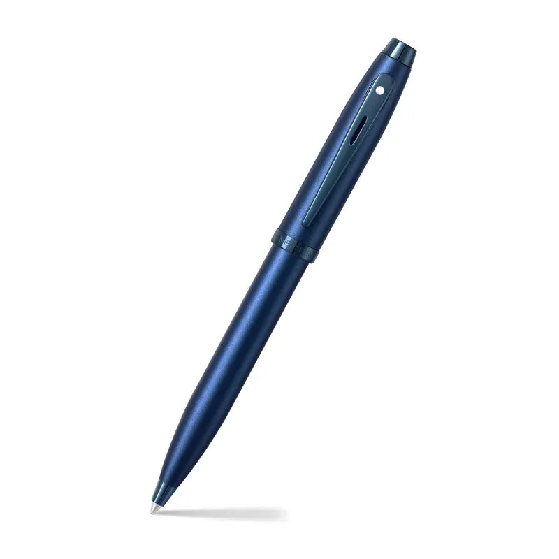 Sheaffer 100 9371 Satin Blue With PVD Blue Trim Ballpoint Pen