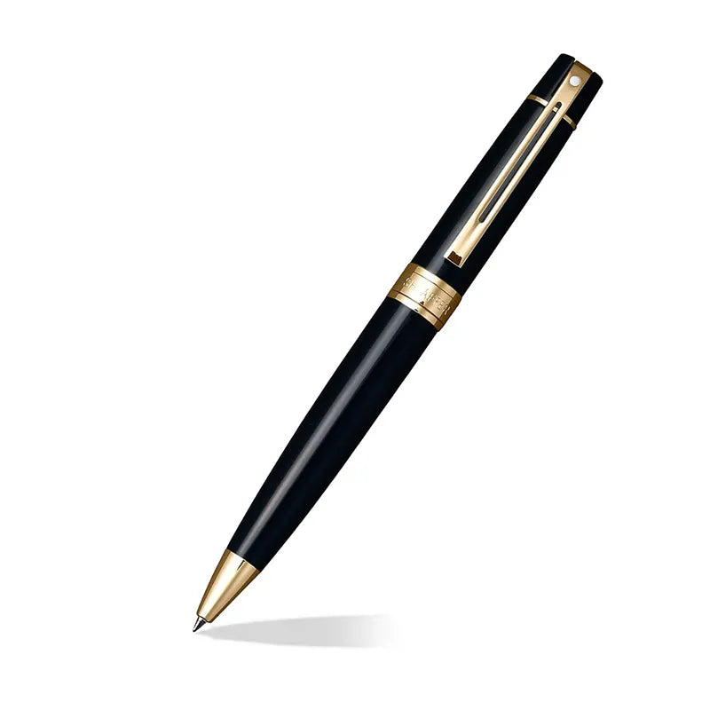 Sheaffer Gift Set 300 Glossy Black with Gold Trims Ballpoint Pen with Table Clock