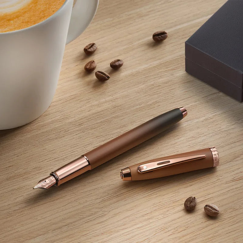 Sheaffer 100 9374 Coffee Edition Matt Brown with Regal Brown PVD Trims Fountain Pen Medium Nib