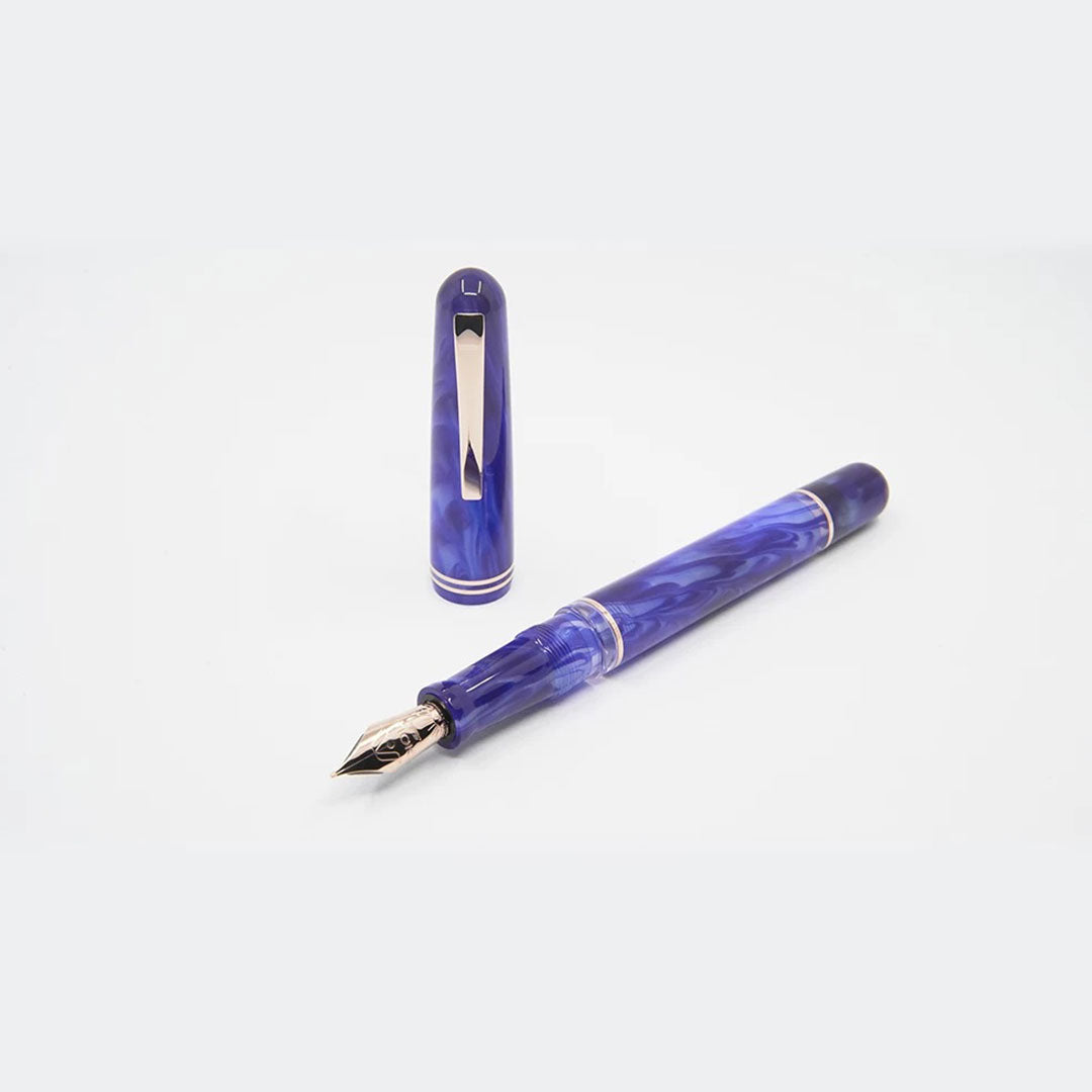 Gioia | Metis Fountain Pen | Blue Aesthetic | Rose Gold Trims | Broad Nib