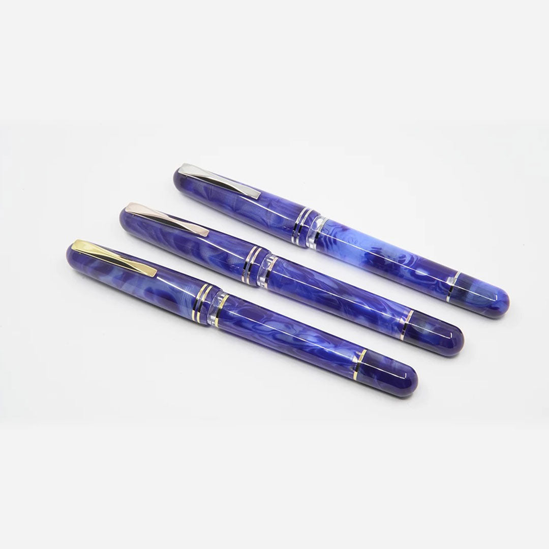 Gioia | Metis Fountain Pen | Blue Aesthetic | Rose Gold Trims | Broad Nib