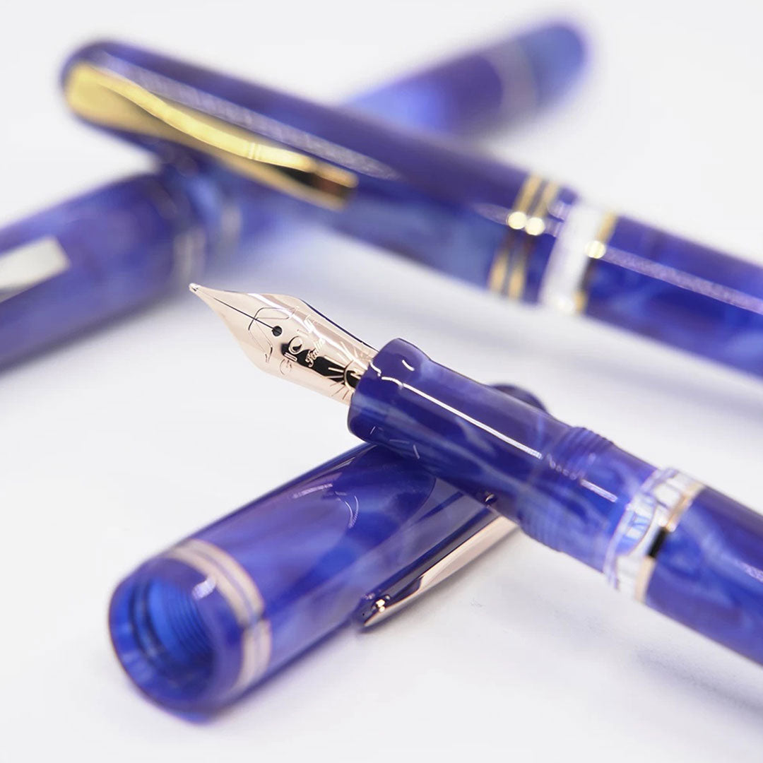 Gioia | Metis Fountain Pen | Blue Aesthetic | Rose Gold Trims | Medium Nib