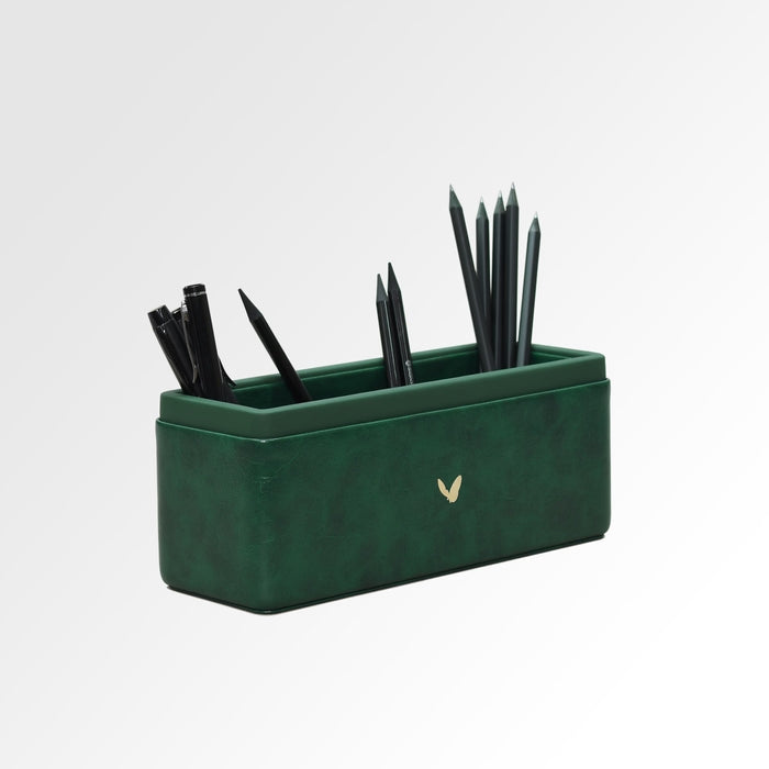 Unmet Desire Pen/Pencil Holder | Faux Leather | Rectangular Large | Moderno | Olive Green