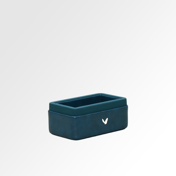 Unmet Desire Visiting Card Holder for Desk | Faux Leather | Rectangular | Moderno | Blue