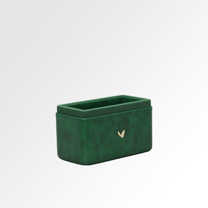 Unmet Desire Pen/Pencil Holder | Faux Leather | Rectangular Medium | Moderno | Olive Green