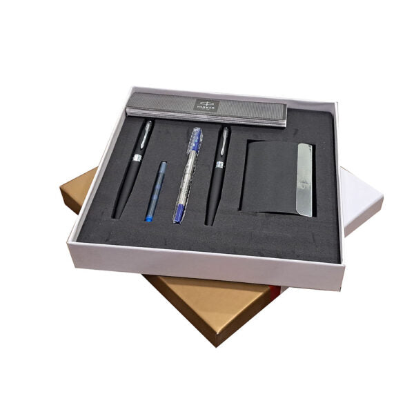 Parker Aster Matte Black CT Rollerball + Fountain Pen with Card Holder
