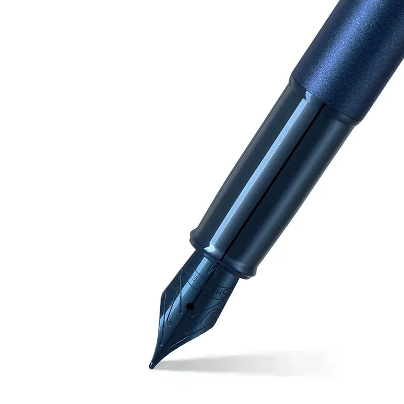 Sheaffer 100 9371 Satin Blue With PVD Blue Trim Fountain Pen Medium Nib