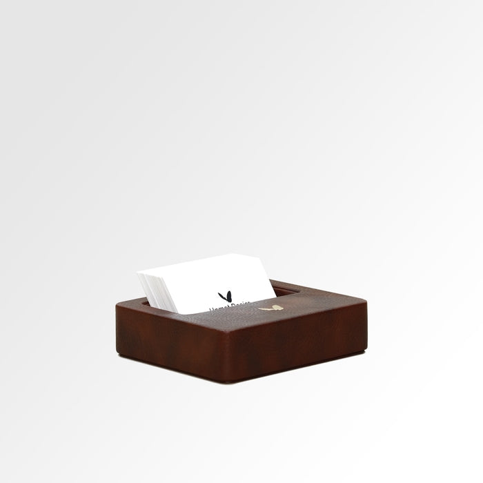Unmet Desire Visiting Card Holder for Desk | Faux Leather | Square | Classic | Brown