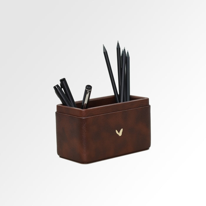 Unmet Desire Pen/Pencil Holder | Faux Leather | Rectangular Medium | Classic | Brown