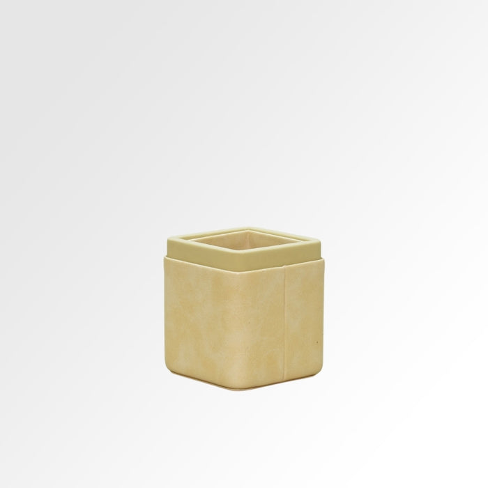 Unmet Desire Pen/Pencil Holder | Faux Leather | Square Small | Moderno | Cream