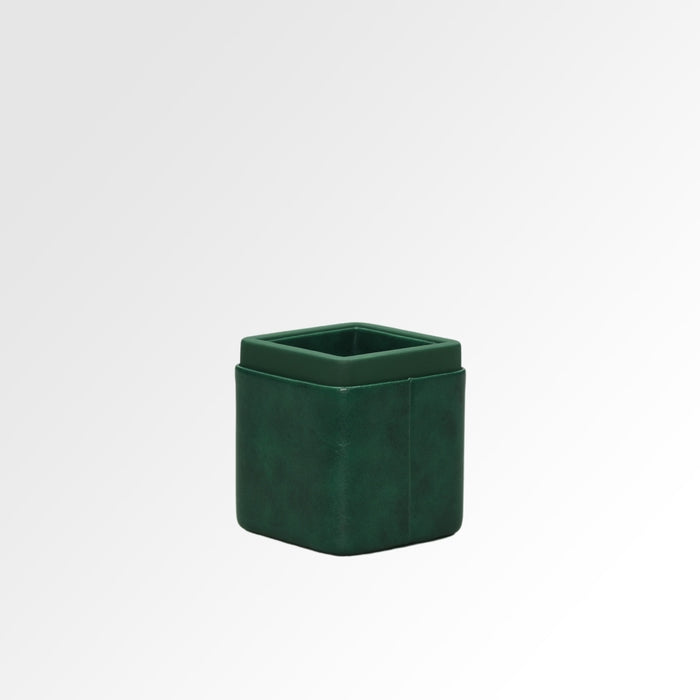 Unmet Desire Pen/Pencil Holder | Faux Leather | Square Small | Moderno | Olive Green