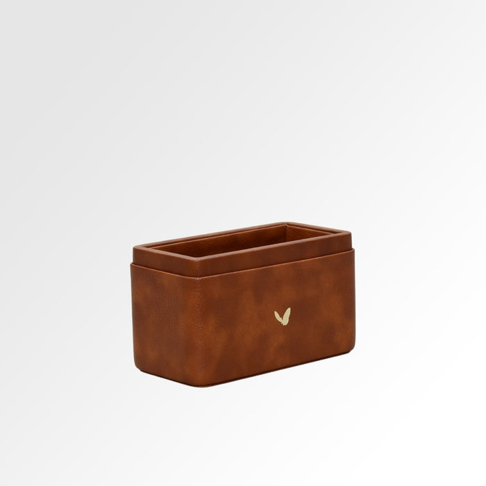 Unmet Desire Pen/Pencil Holder | Faux Leather | Rectangular Medium | Classic | Tan