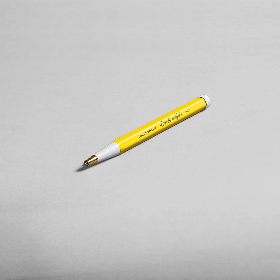 LEUCHTTURM1917 Gel Pen with Document Proof Black Ink | Drehgriffel No. 1 | Lemon Yellow| Twist Mechanism - penpencilink