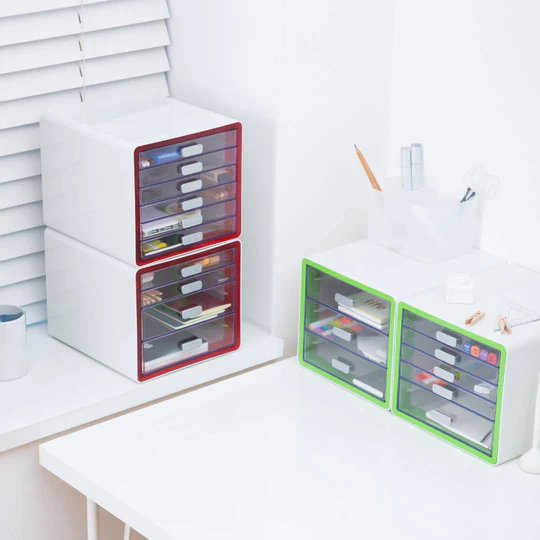 Sysmax | Multi Utility Mini Cabinet | 5 Drawers |Organizer | Red |For Office & Home