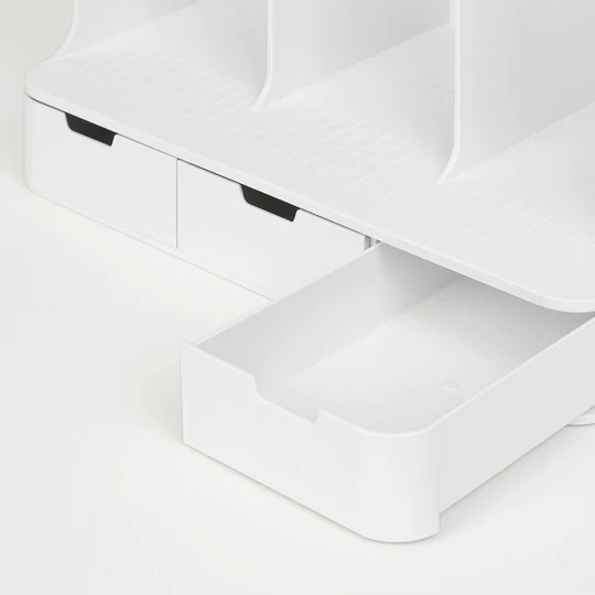 Sysmax | Olio Book Rack with 3 Compartments | 3  Transparent  Drawers | Organiser| White