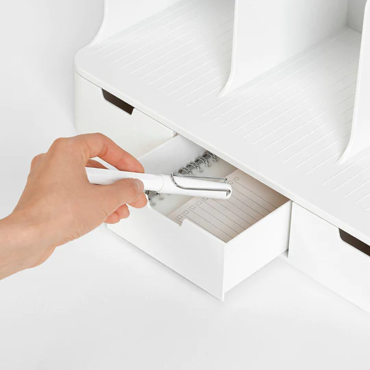 Sysmax | Olio Book Rack with 3 Compartments | 3  Drawers | Organiser| White