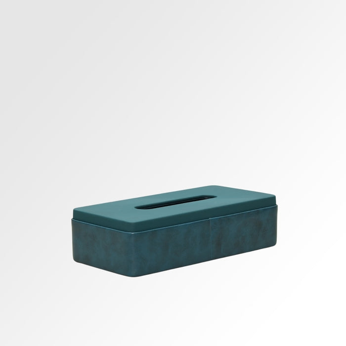 Unmet Desire Tissue Box Holder for Home and Office in Premium Faux Leather | Size: 9.5 x 4.5 x 2.5(H) Inches | Moderno Blue