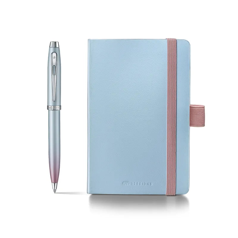 Sheaffer Expressions Gift Set 100 9376 Blue and Pink Pearlised Gradient with Chrome-plated Trims Ballpoint Pen with Small Notebook