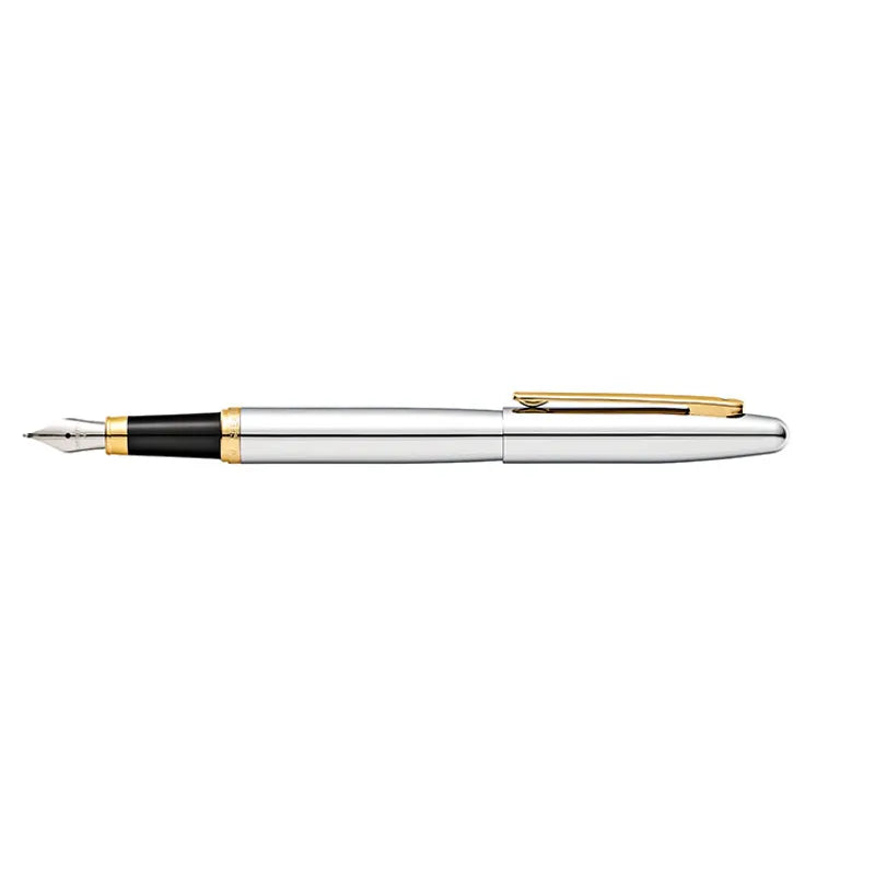 Sheaffer 9422 VFM Polished Chrome with Gold Plated Trim Fountain Pen Medium Nib