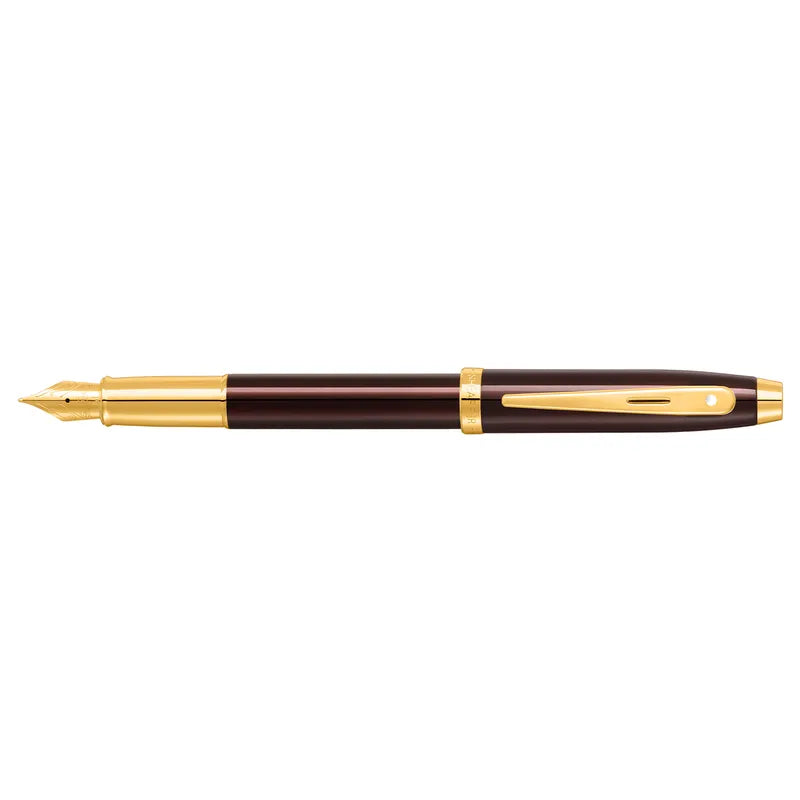 Sheaffer 100 9370 Glossy Coffee Brown With PVD Gold-Tone Trim Fountain Pen Medium Nib
