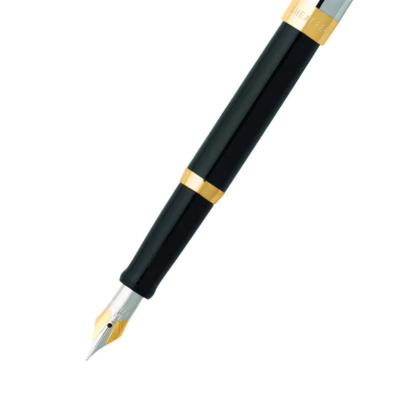 Sheaffer SAGARIS 9475 Gloss Black Barrel and Chrome With Gold Tone trim Cap Fountain Pen Medium Nib