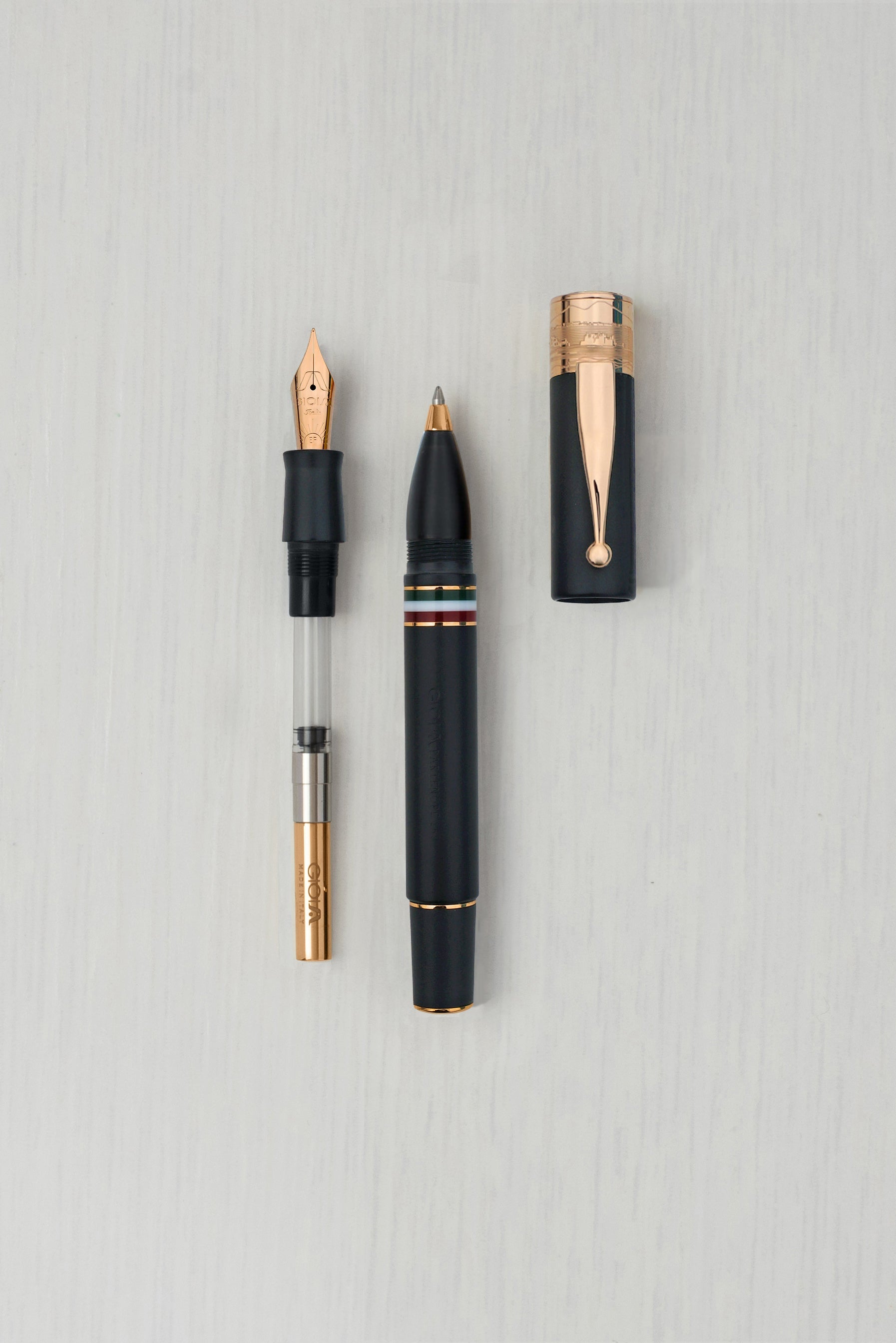 Gioia | Fountain Pen & Rollerball Pen | Partenope | Sand Black RGT