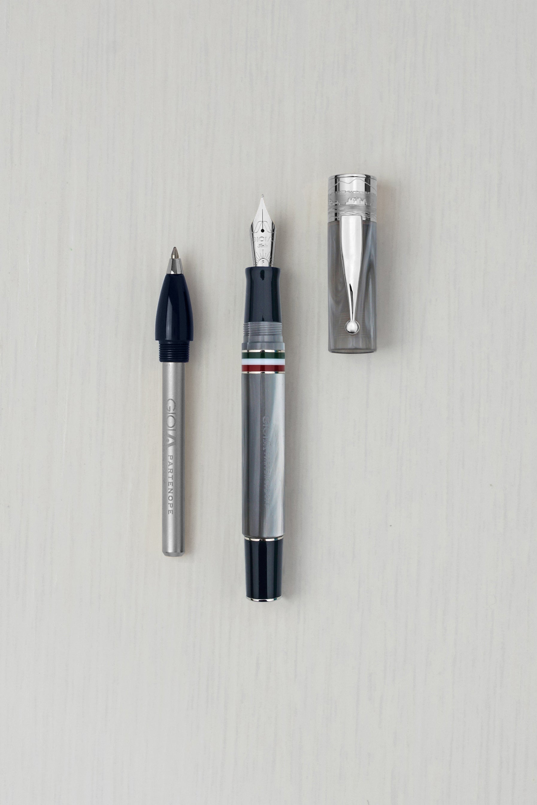 GIOIA | Fountain Pen & Rollerball Pen |Partenope |Madreperla Pearl Rhodium Trims