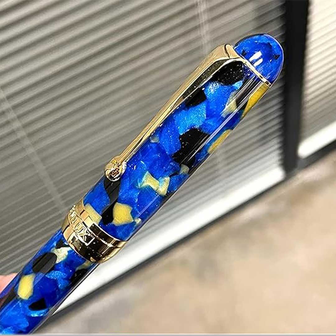 Penlux | Fountain Pen | 14K Gold Plated | Masterpiece Delgado Betta | Blue | Flex Nib