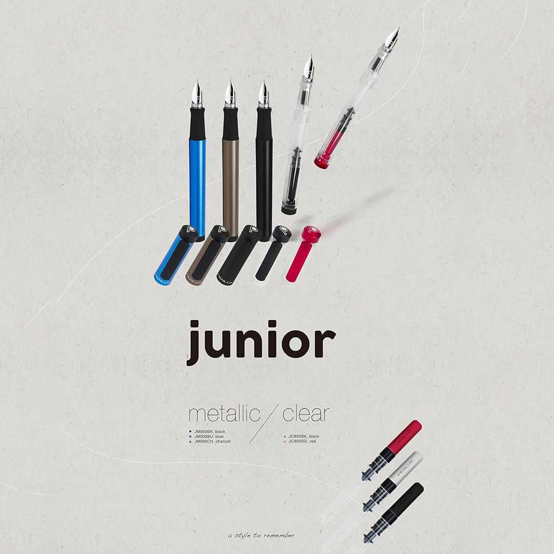 Penlux | Junior | Fountain Pen | Clear Body | Red