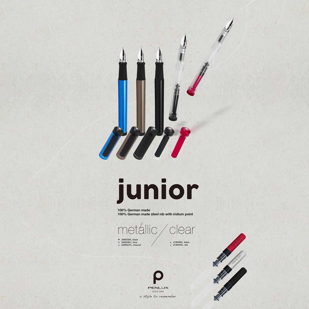 Penlux | Junior | Metallic Black | Fountain Ink Pen