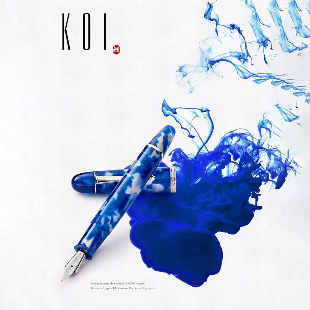 Penlux | Koi | Fountain Pen | King Body | Blue & White | Piston Filling