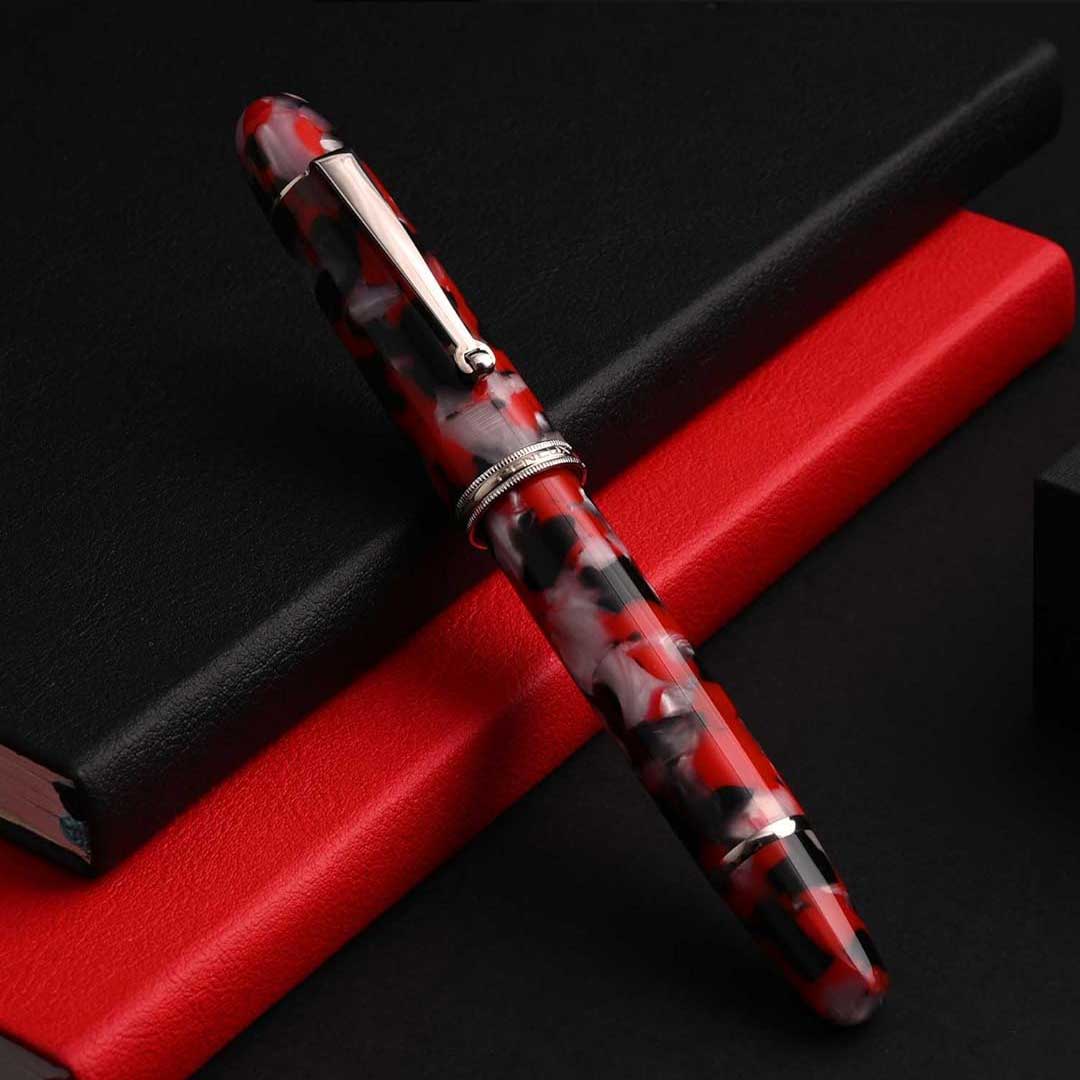 Penlux | Koi | Fountain Pen | King Body (Red,white And Black) | Piston Filling