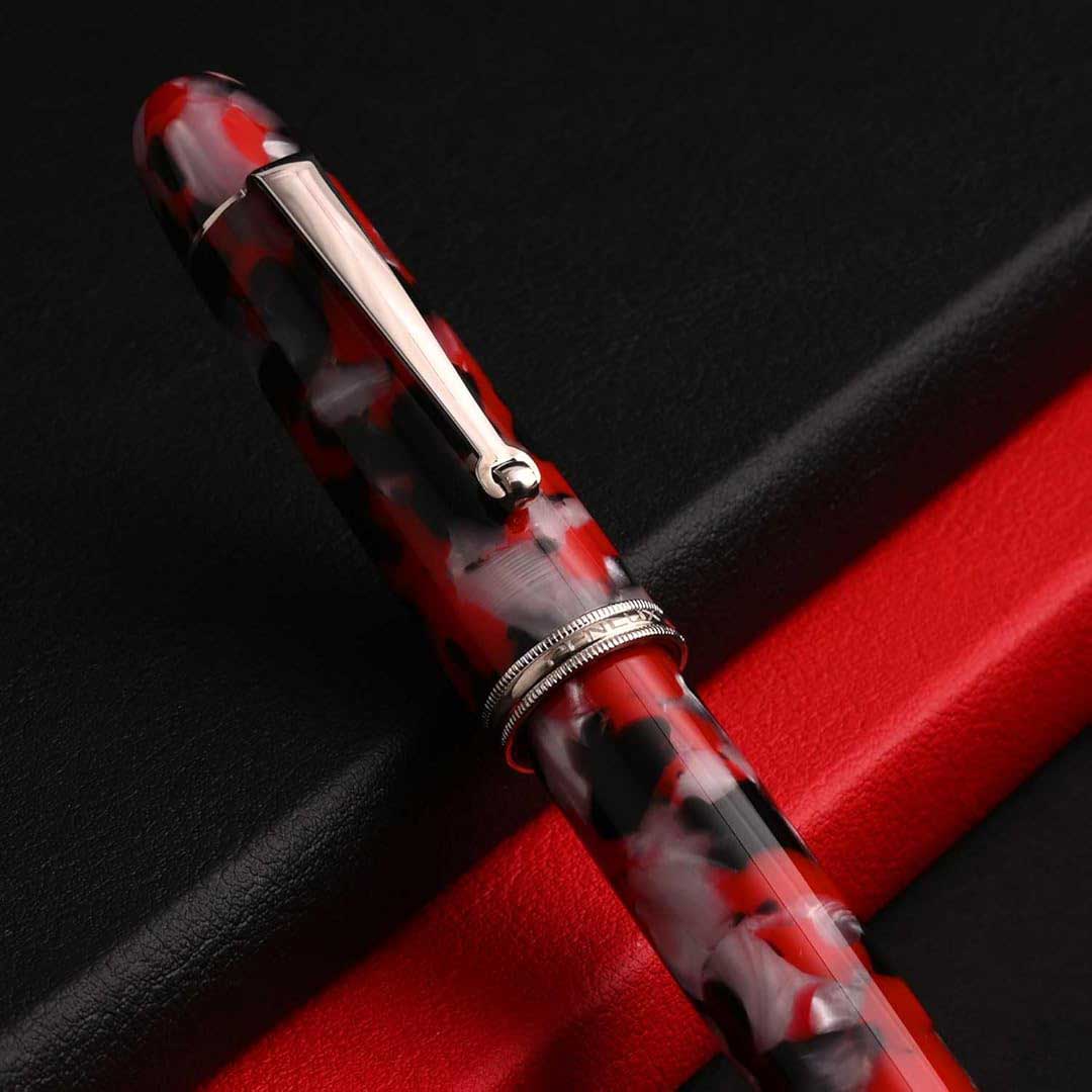 Penlux | Koi | Fountain Pen | King Body (Red,white And Black) | Piston Filling