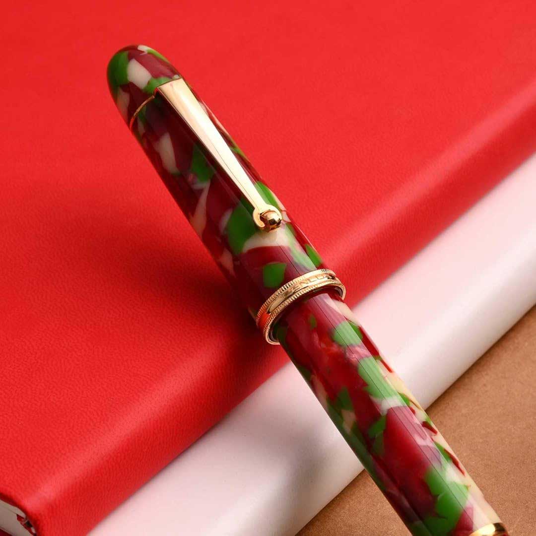 Penlux | Masterpiece Grande | Christmas Edition Fountain Ink Pen | Piston Filling | Oversize Pen with No. 6 Jowo Nibs