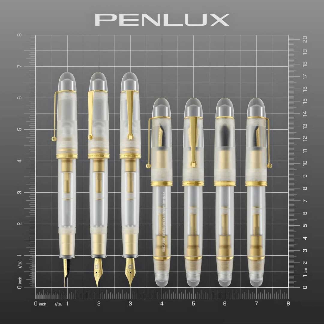 Penlux | Masterpiece Grande | Fountain Pen | Cloudy Bay | Clear Gold Trims | Piston Filling