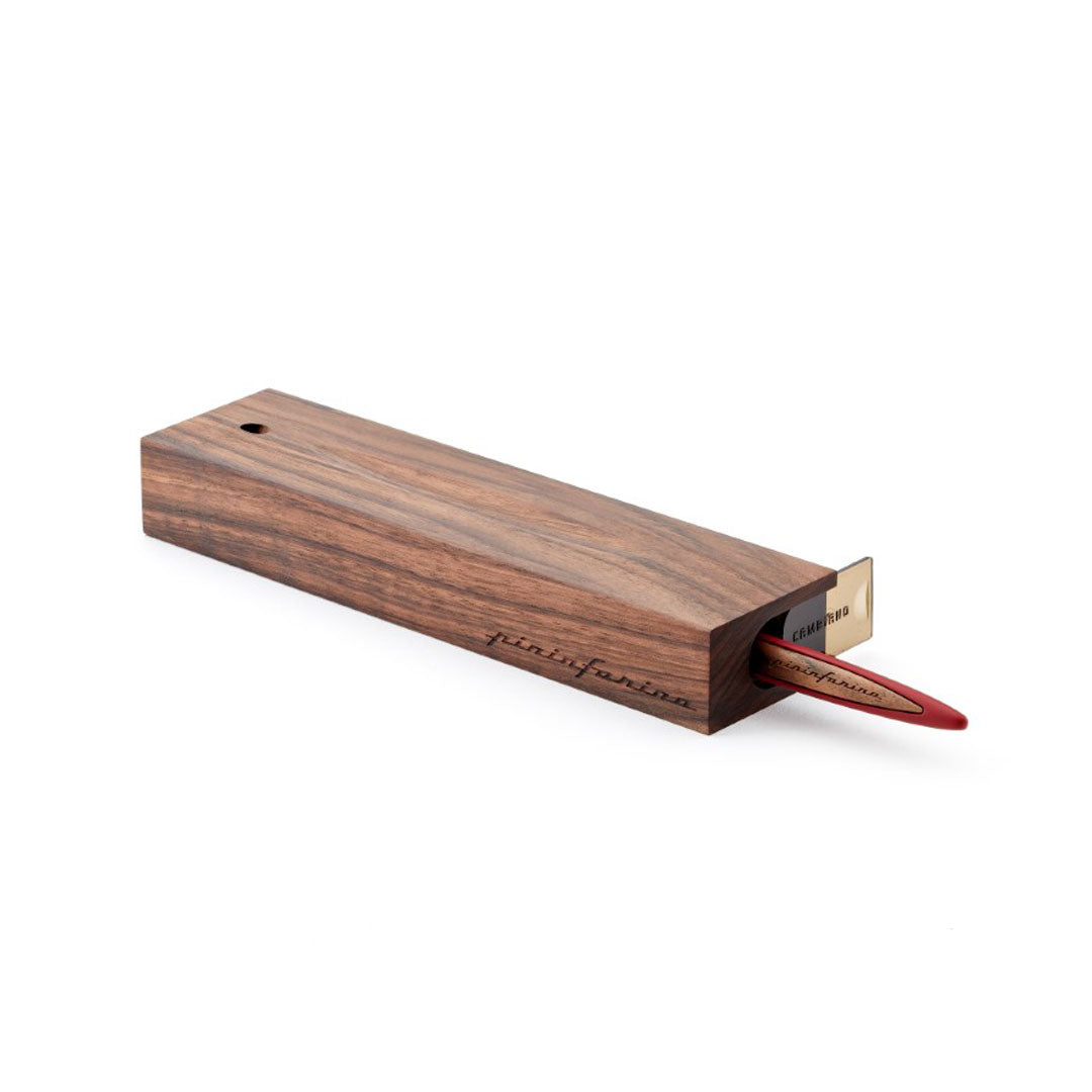 Pininfarina | Cambiano Classic Ink | Ballpoint Pen | Red | Solid Wood Desk Stand