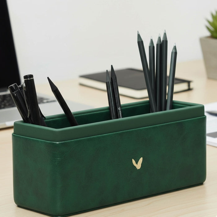 Unmet Desire Pen/Pencil Holder | Faux Leather | Rectangular Large | Moderno | Olive Green