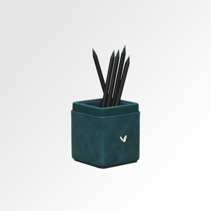 Unmet Desire Pen/Pencil Holder | Faux Leather | Square Small | Moderno | Blue