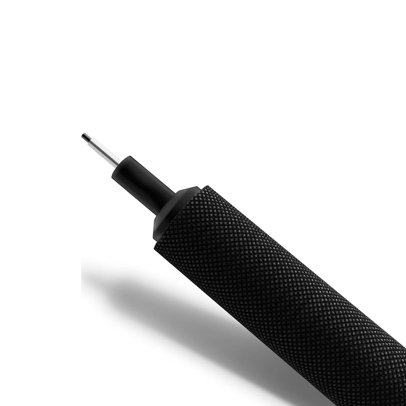 Black textured handgrip rotring 500 pen on a white background