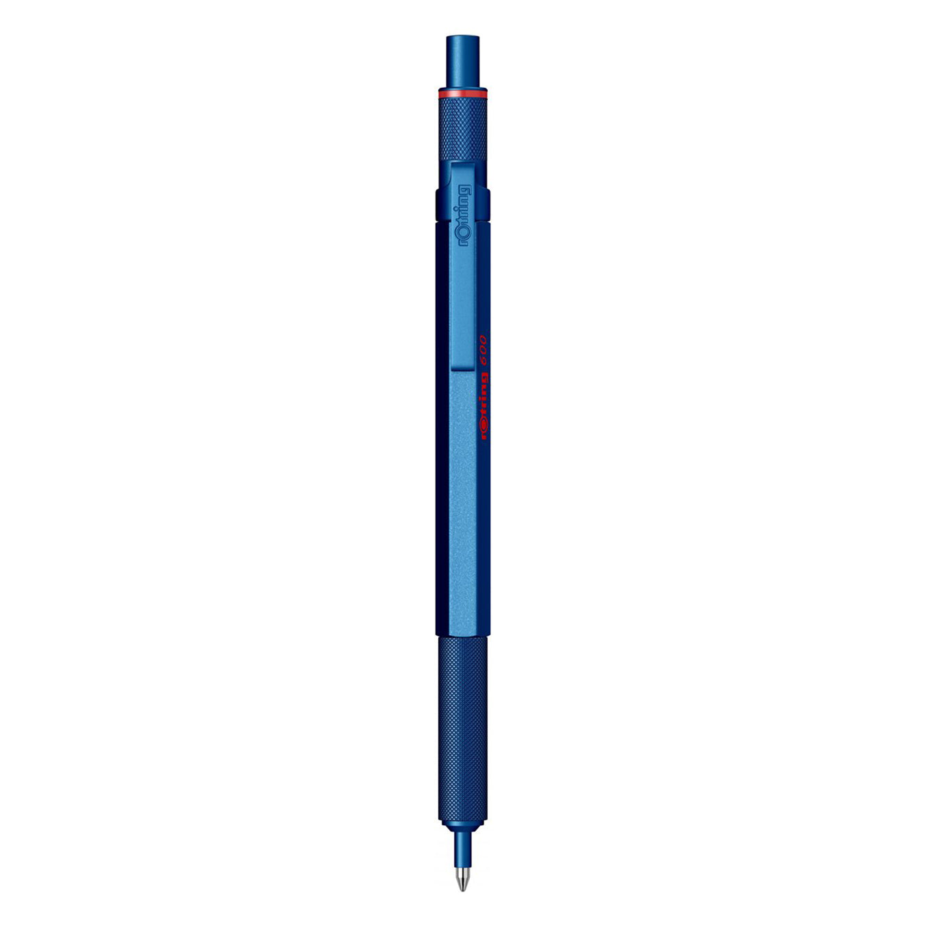 Rotring 600 Medium Point Ballpoint Pen in Blue on a white background