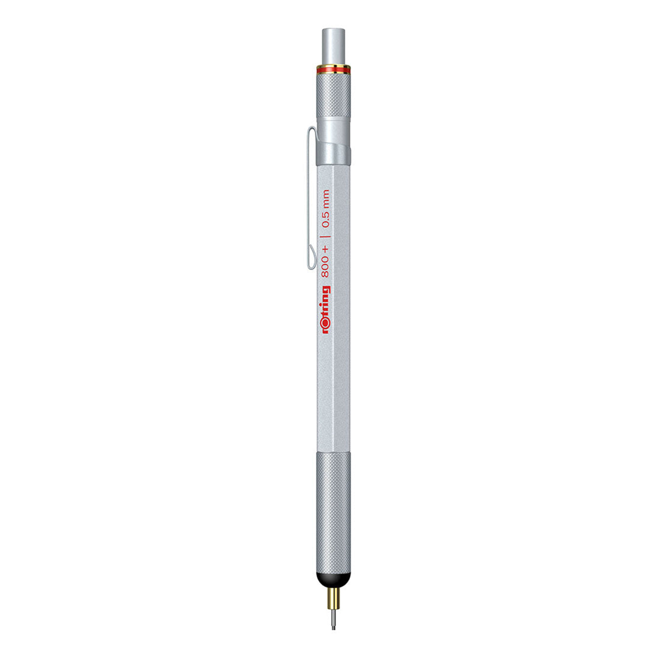 Rotring 800+ 0.5 mm Mechanical Pencil in Silver on a white background