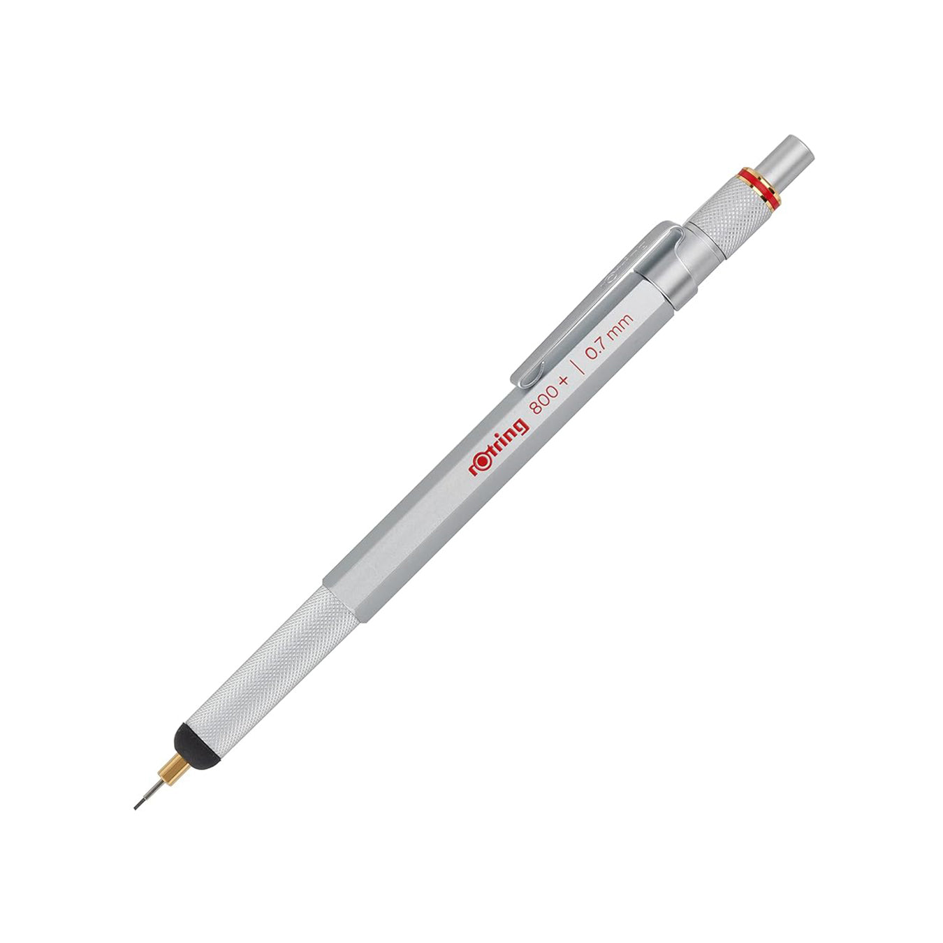 Rotring 800+ 0.7 mm Mechanical Pencil in Silver on a white background