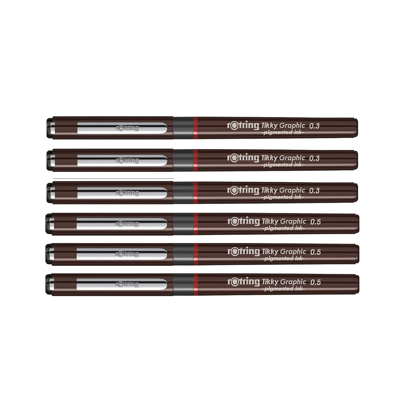 Rotring Tikky Graphic Fineliner Black – 0.3mm & 0.5mm (6 Pen Set)