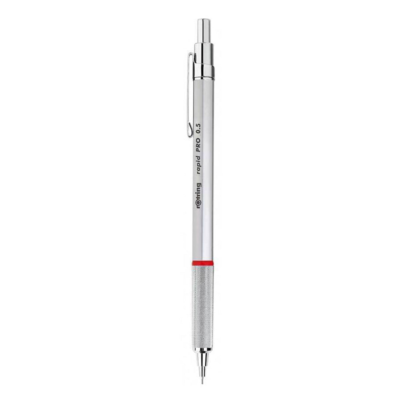 Rotring Rapid Pro 0.5mm Mechanical Pencil in Silver on a white background