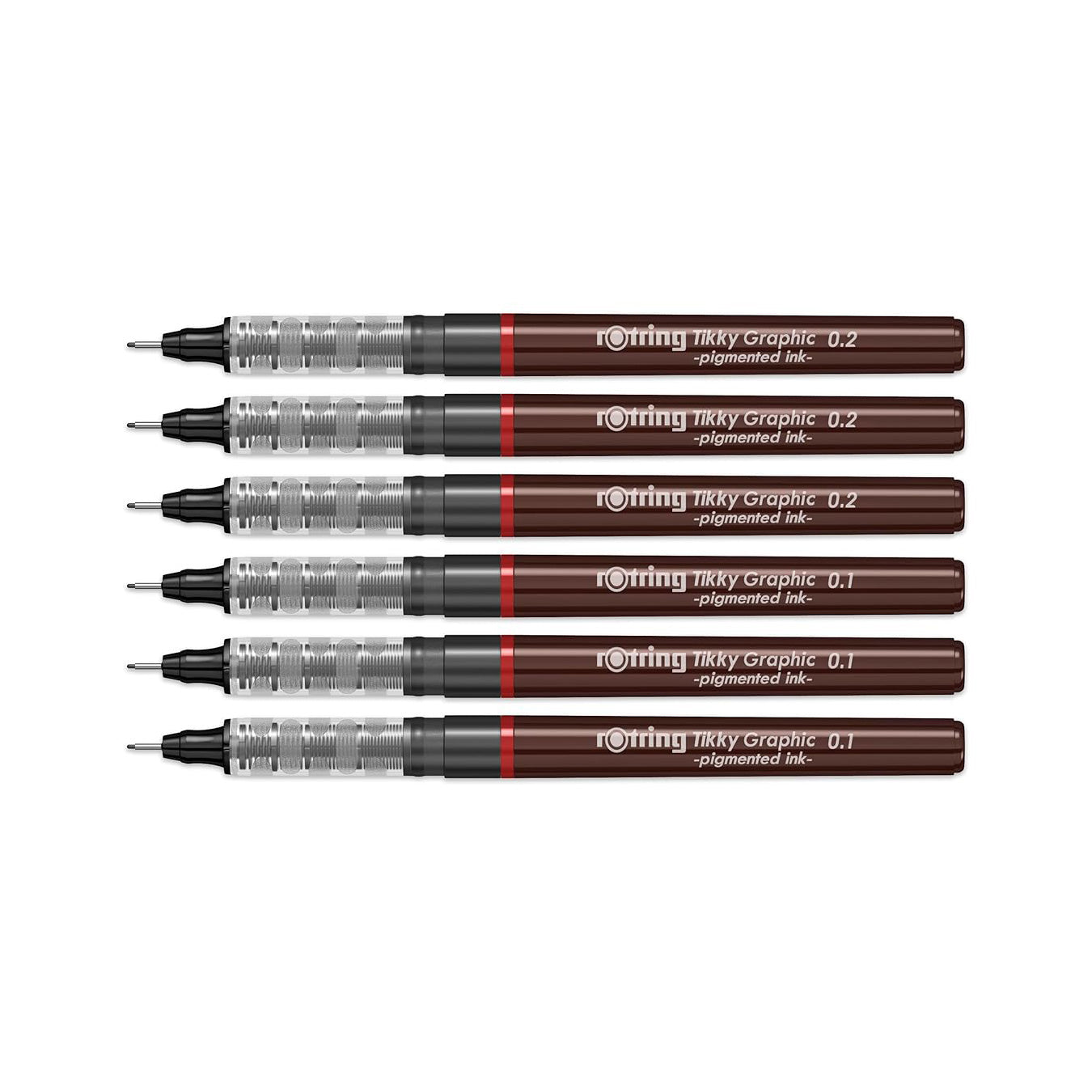Rotring Tikky Graphic Fineliner Black – 0.1mm & 0.2mm (Set of 6)